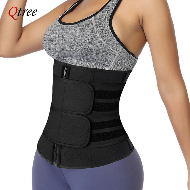 Qtree Waist Trainer plus Size for Women Sports Girdle Corset Slimming Belly Body Shaper Sweat Trimmer Belt Slimmer Weight Loss