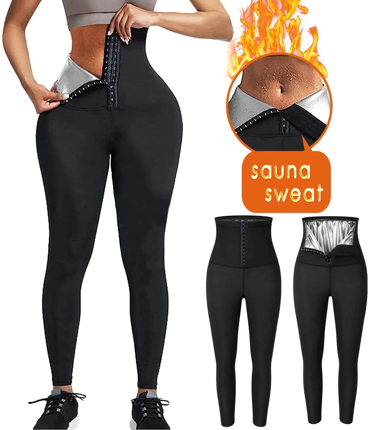 Thermo Sauna Sweat Pants for Women High Waisted Neoprene Corset Leggings Workout Waist Trainer Body Shaper