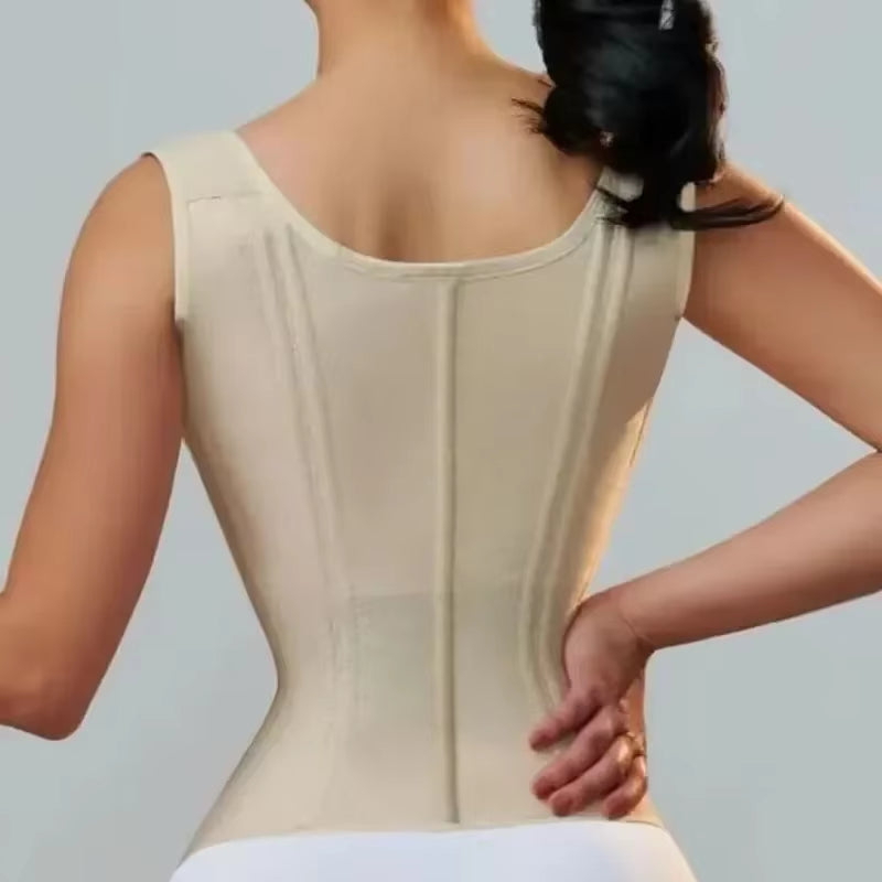 Fajas Colombianas Body Shaper Shapewear Women Vest Tops Double Compression Waist Trainer Corset Adjustable Zipper and Hook-Eyes