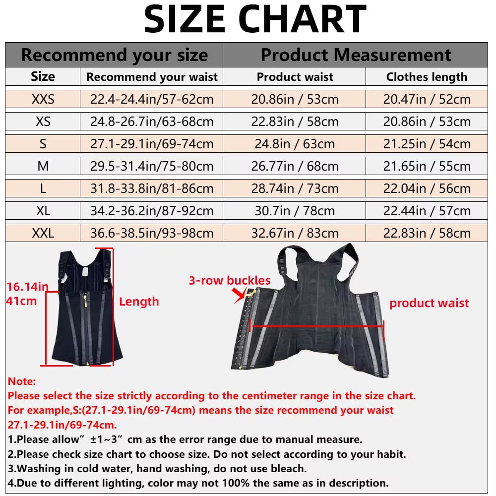 Fajas Colombianas Body Shaper Shapewear Women Vest Tops Double Compression Waist Trainer Corset Adjustable Zipper and Hook-Eyes