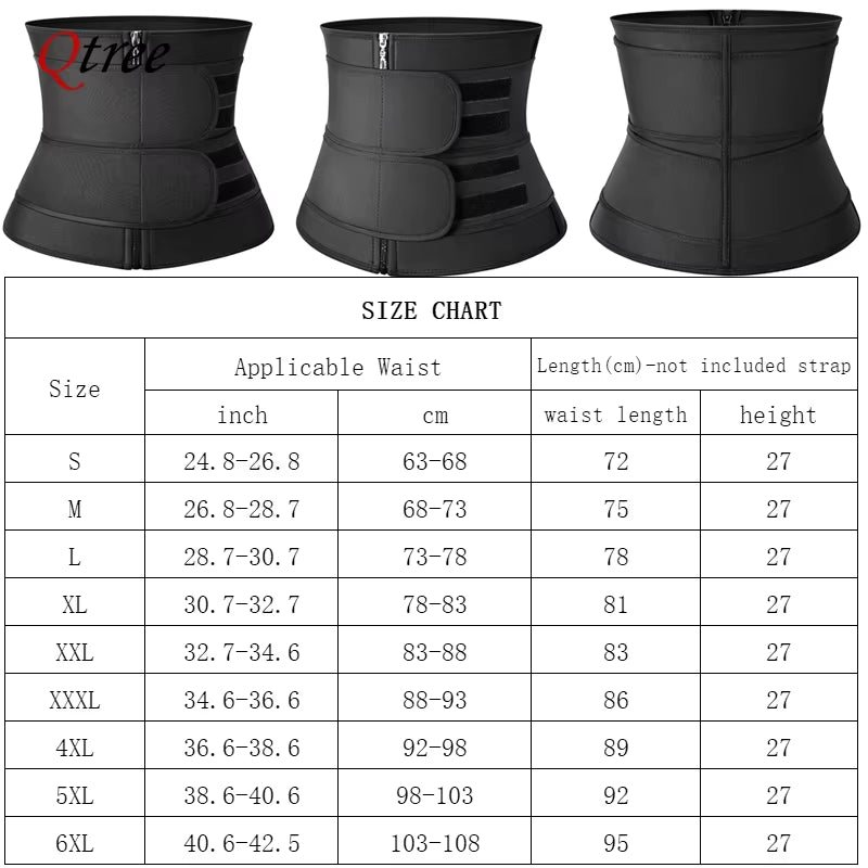 Qtree Waist Trainer plus Size for Women Sports Girdle Corset Slimming Belly Body Shaper Sweat Trimmer Belt Slimmer Weight Loss
