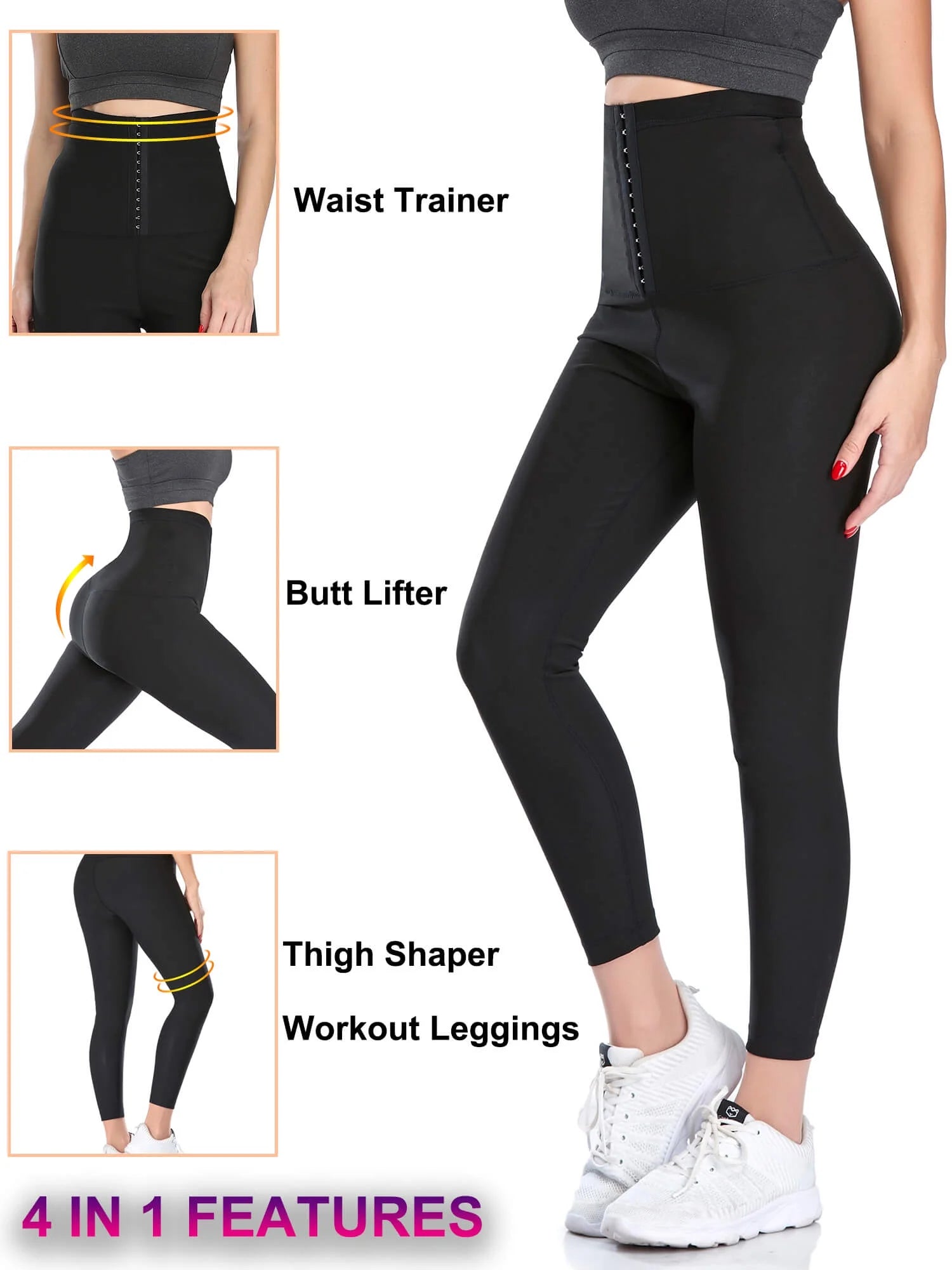 Thermo Sauna Sweat Pants for Women High Waisted Neoprene Corset Leggings Workout Waist Trainer Body Shaper