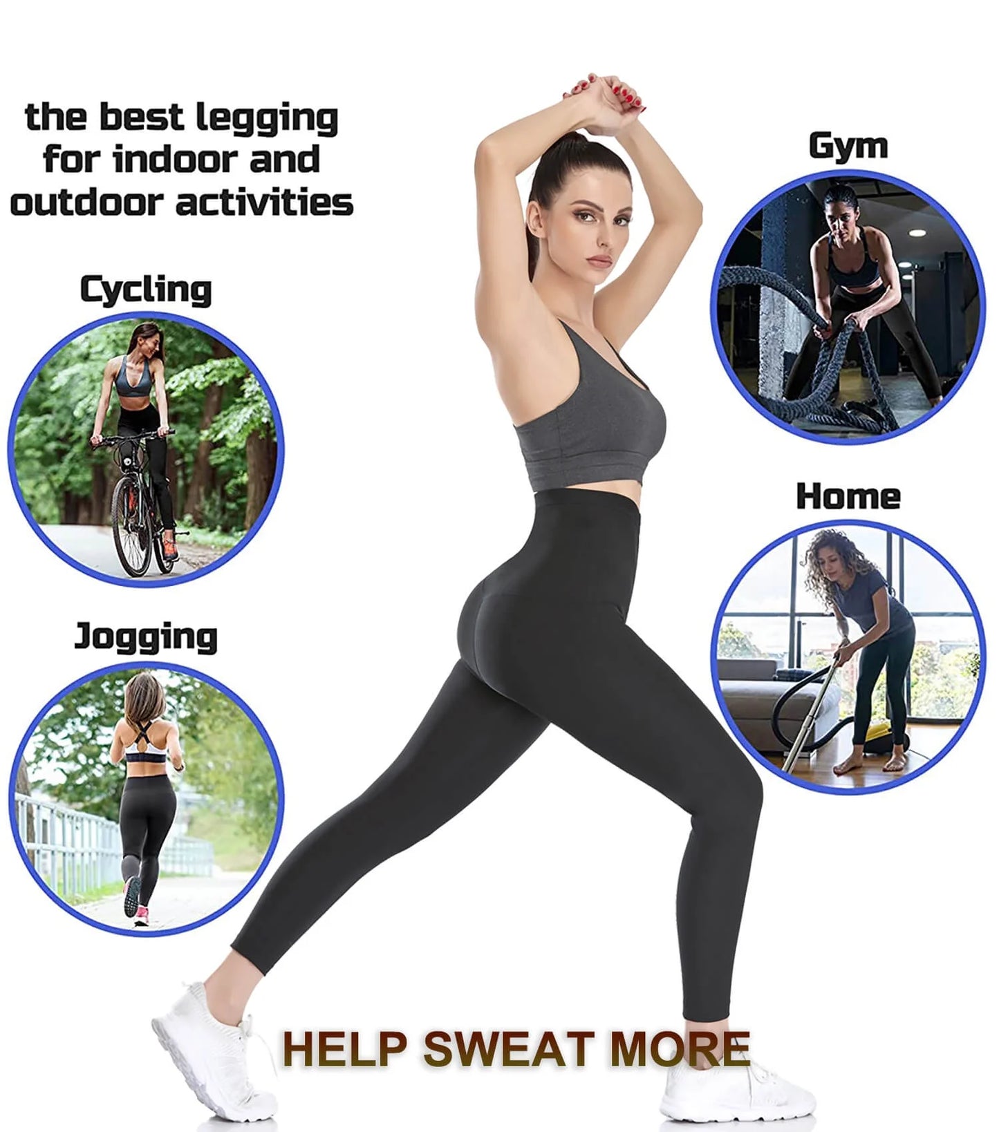 Thermo Sauna Sweat Pants for Women High Waisted Neoprene Corset Leggings Workout Waist Trainer Body Shaper