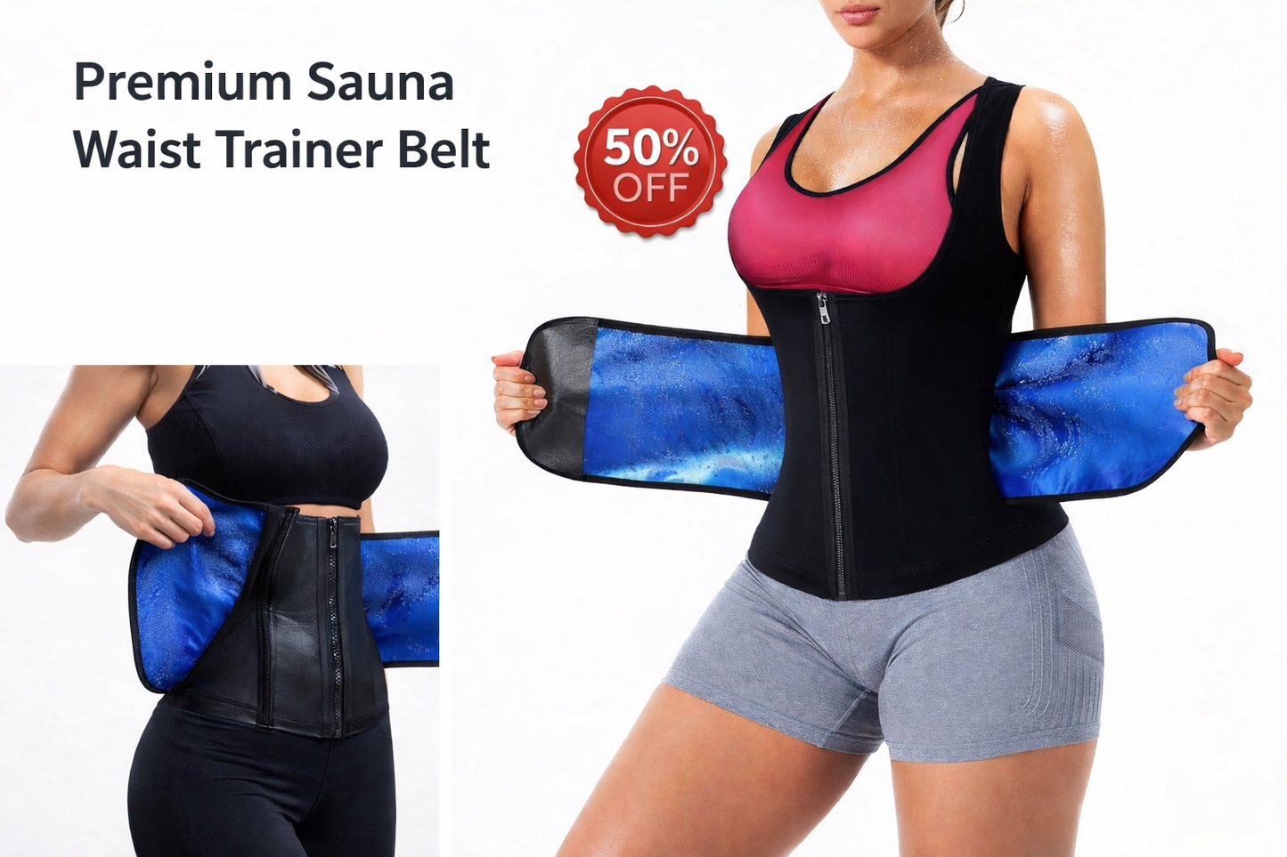 Premium Sauna Waist Trainer Belt – Adjustable Sweat Slimming Wrap for Women & Men