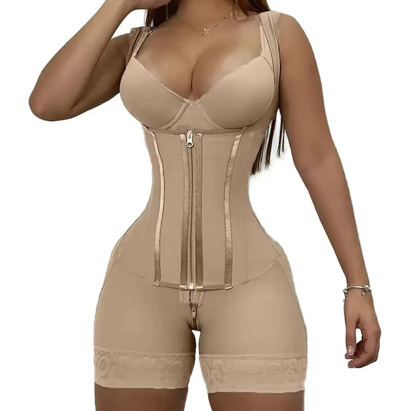 Body Shaper Women Colombian Fajas Shapewear Bodysuit 9-Bone High Compression Girdles Double Tummy Control Full Body Open Crotch